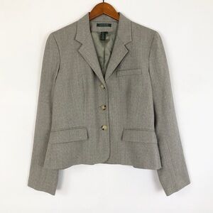 Lauren Ralph Lauren Wool Blazer Stretch‎ Gray Size 12 Work Business